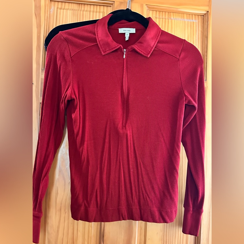 Reiss Men's Vibrant Red Zip-Up Sweater